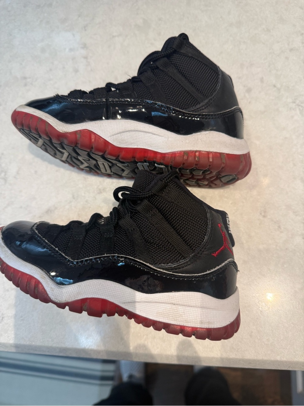 Jordan Kids Black and Red High-Top Sneakers